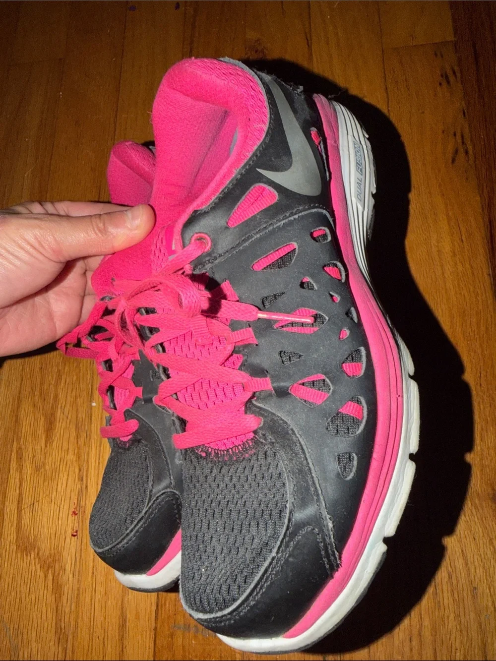 Nike Black and Pink Women's Athletic Running Shoes